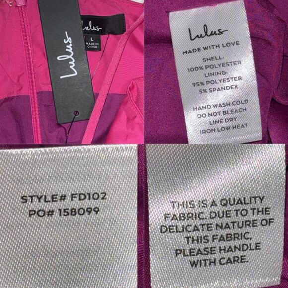 NWT Lulus Feeling Sensational Midi Dress Women's Large Color Block Pink/Magenta - Picture 4 of 16